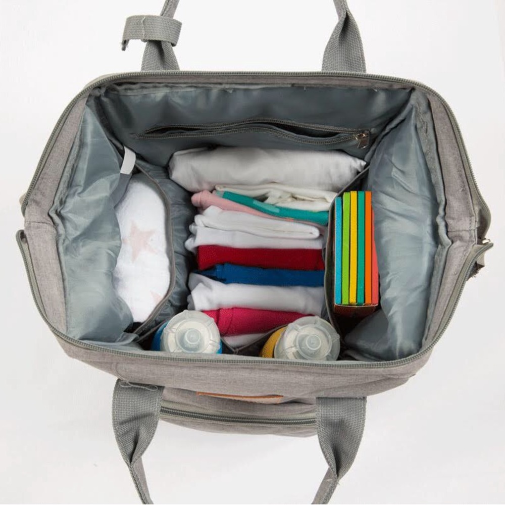 Stylish Gray Multi-Function Diaper Bag Backpack with Changing Pad. - Picture 12 of 13